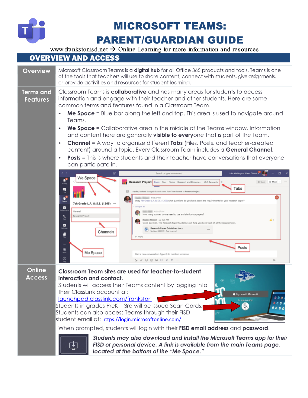 MICROSOFT TEAMS: PARENT/GUARDIAN GUIDE  Online Learning for More Information and Resources