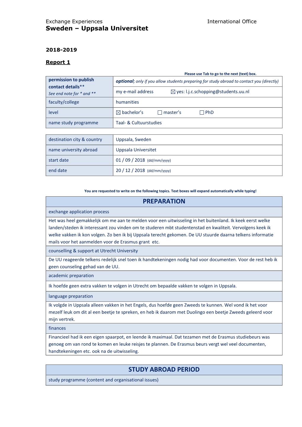 Preparation Study Abroad Period