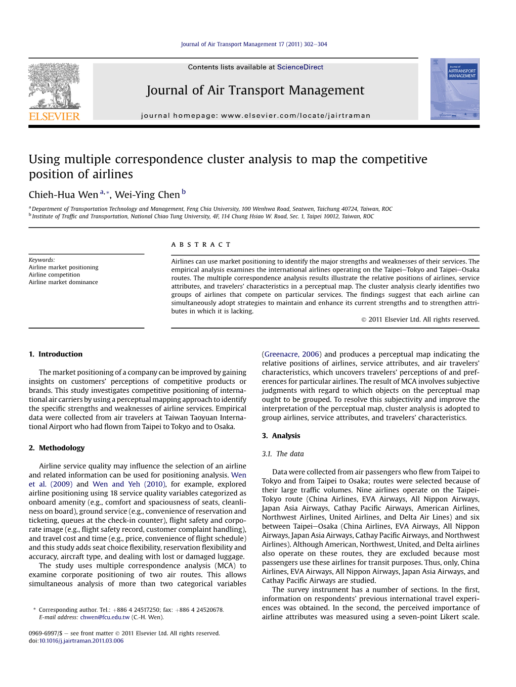 Using Multiple Correspondence Cluster Analysis to Map the Competitive Position of Airlines