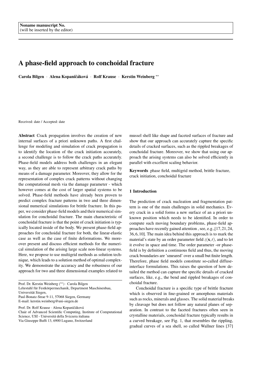 A Phase-Field Approach to Conchoidal Fracture