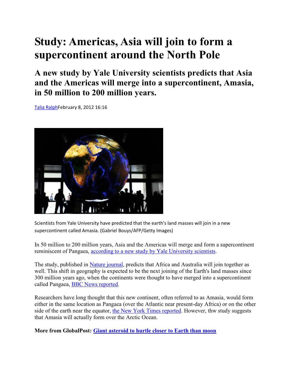 Study: Americas, Asia Will Join to Form a Supercontinent Around the North