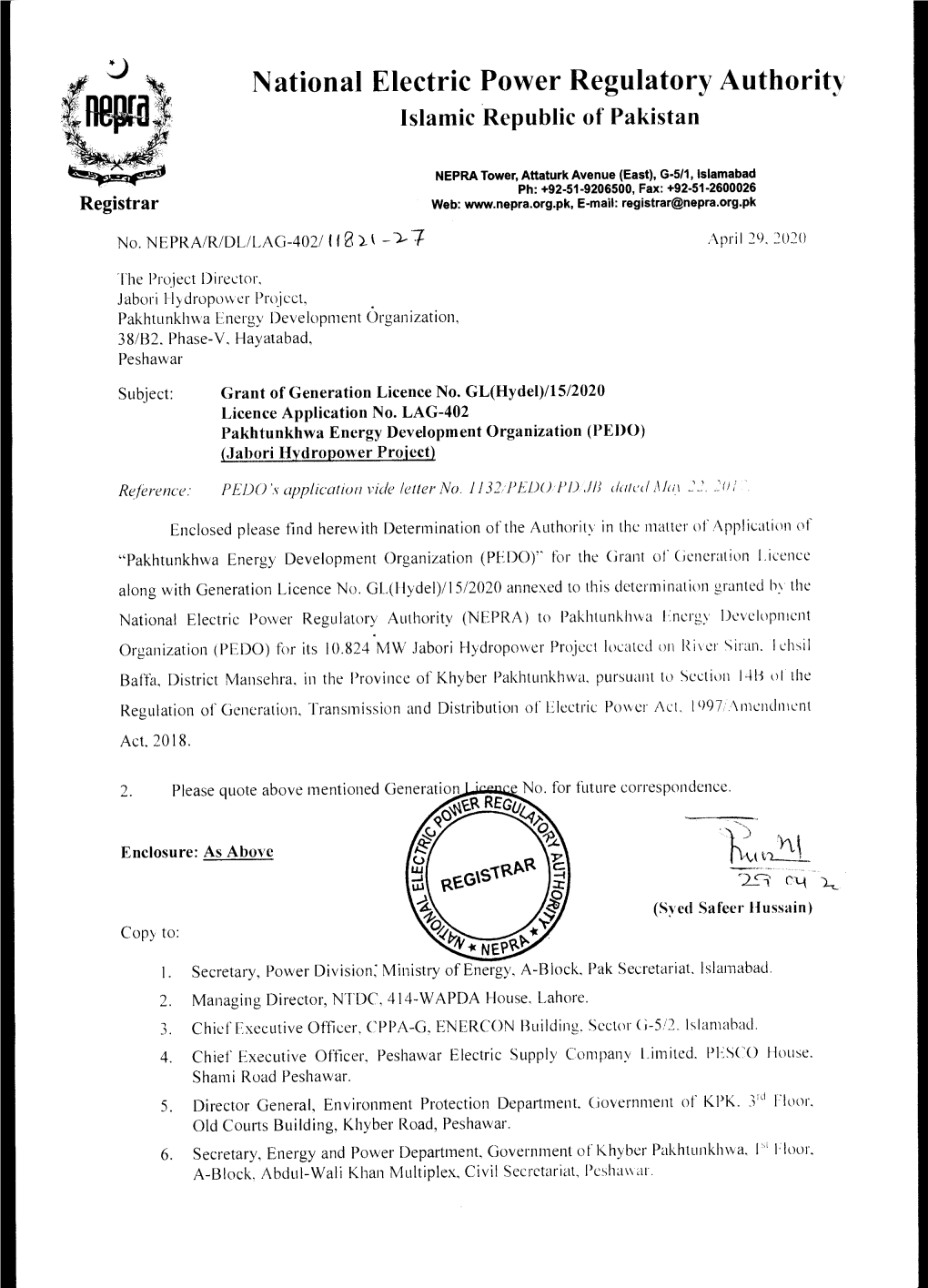 Interconnection Arrangement for Dispersal of Electric Energy/Power from the Generation Facility/Hydel Power Plant of the Licensee