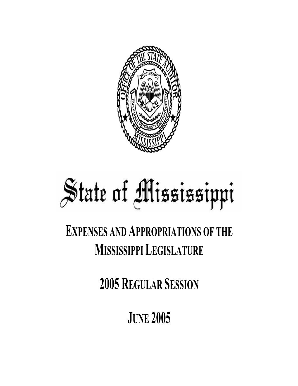 Expenses and Appropriations of the Mississippi Legislature