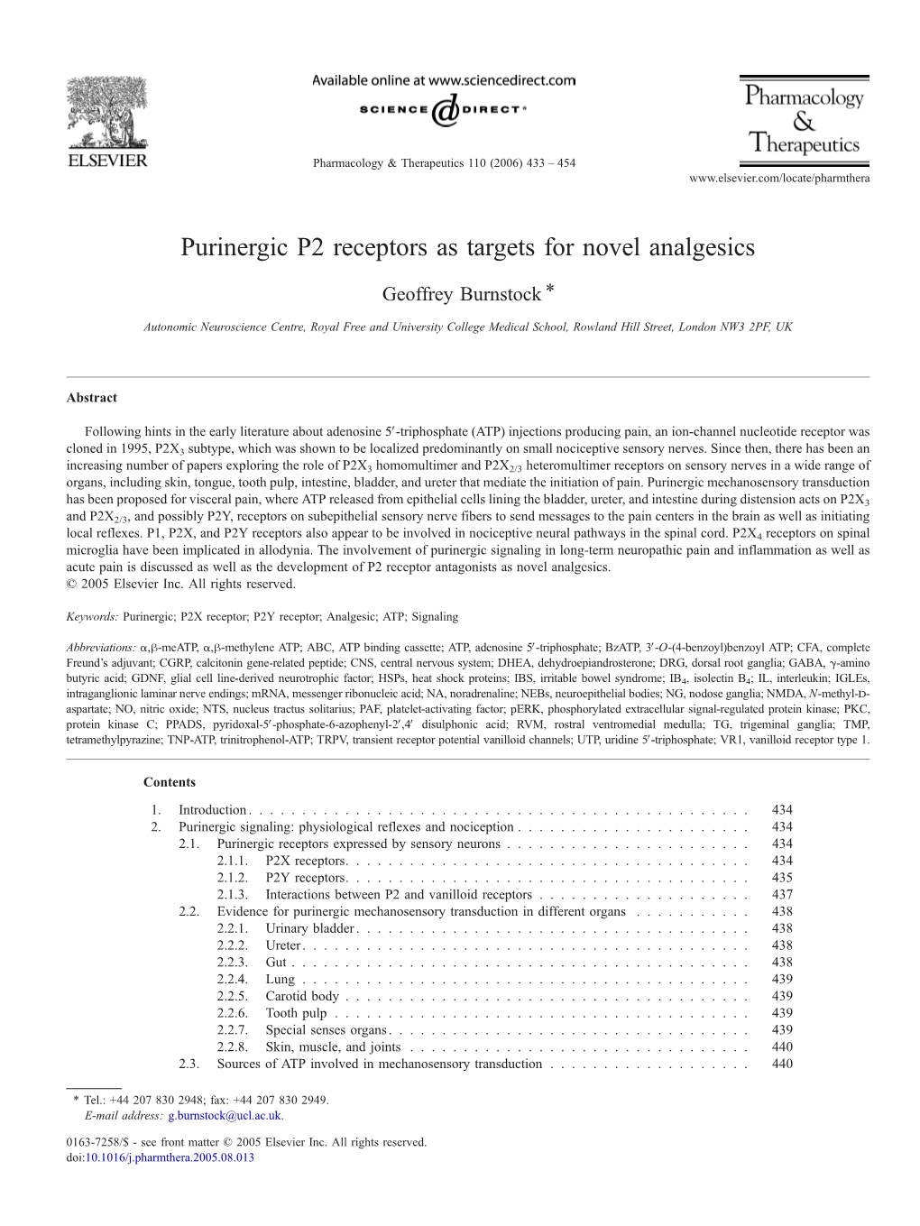 Purinergic P2 Receptors As Targets for Novel Analgesics