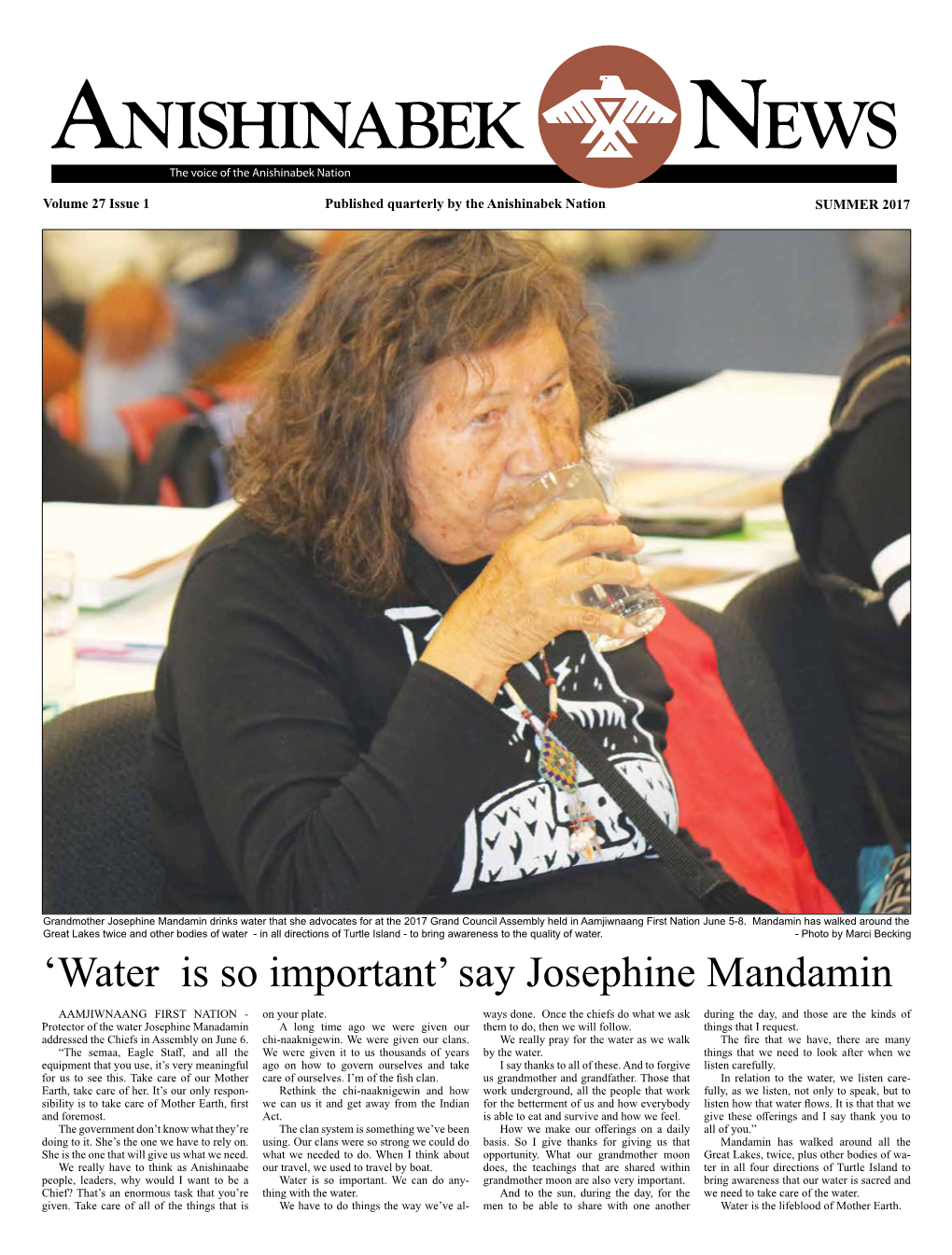 Anishinabek News Page 1 ANISHINABEK NEWS the Voice of the Anishinabek Nation