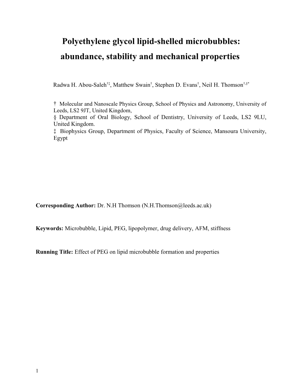 Polyethylene Glycol Lipid-Shelled Microbubbles