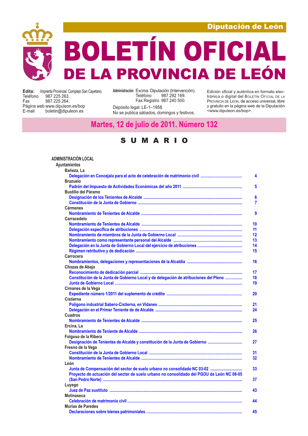 Boletín Oficial De La Provincia De León