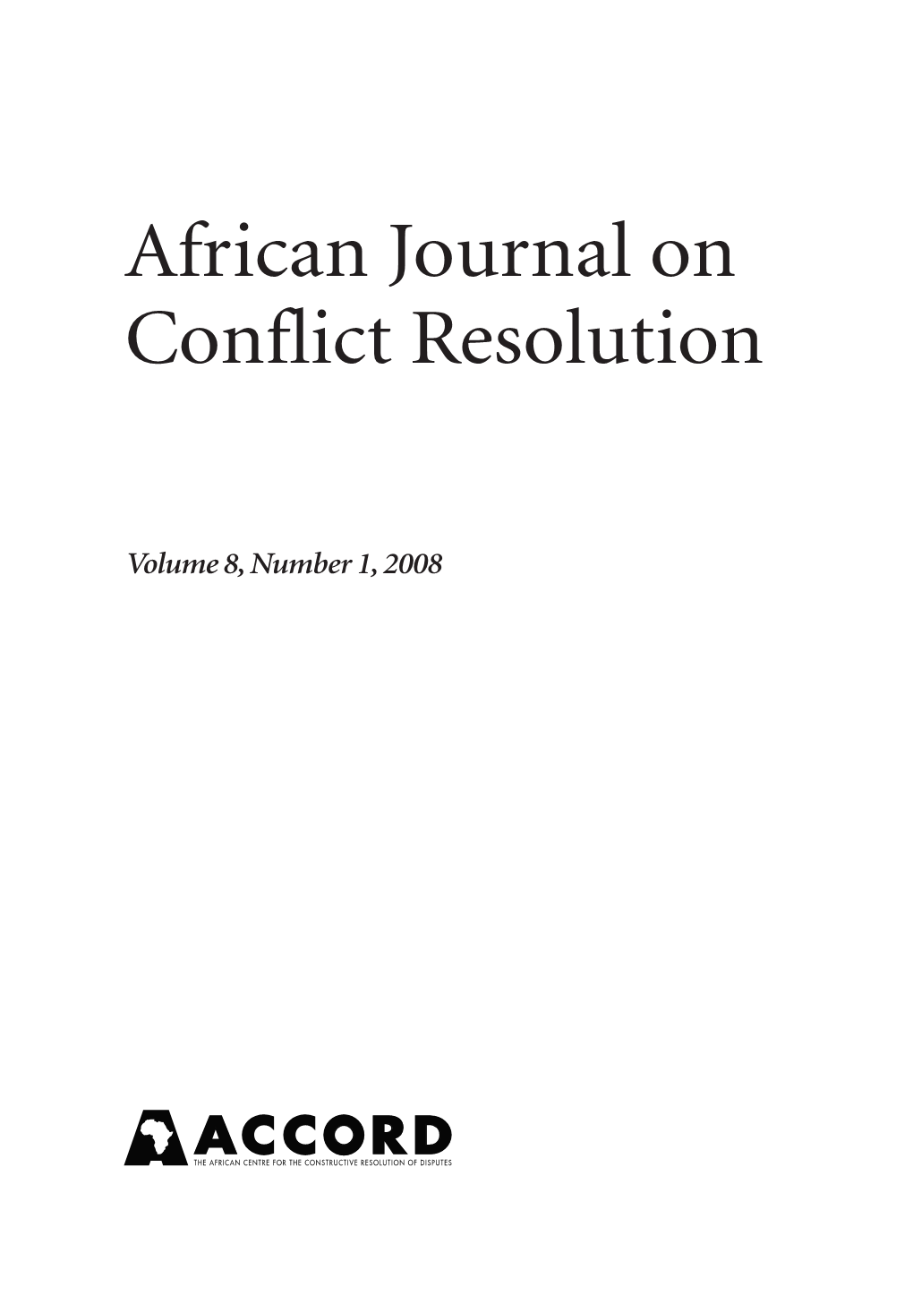 AJCR Volume 8 No. 1, 2008