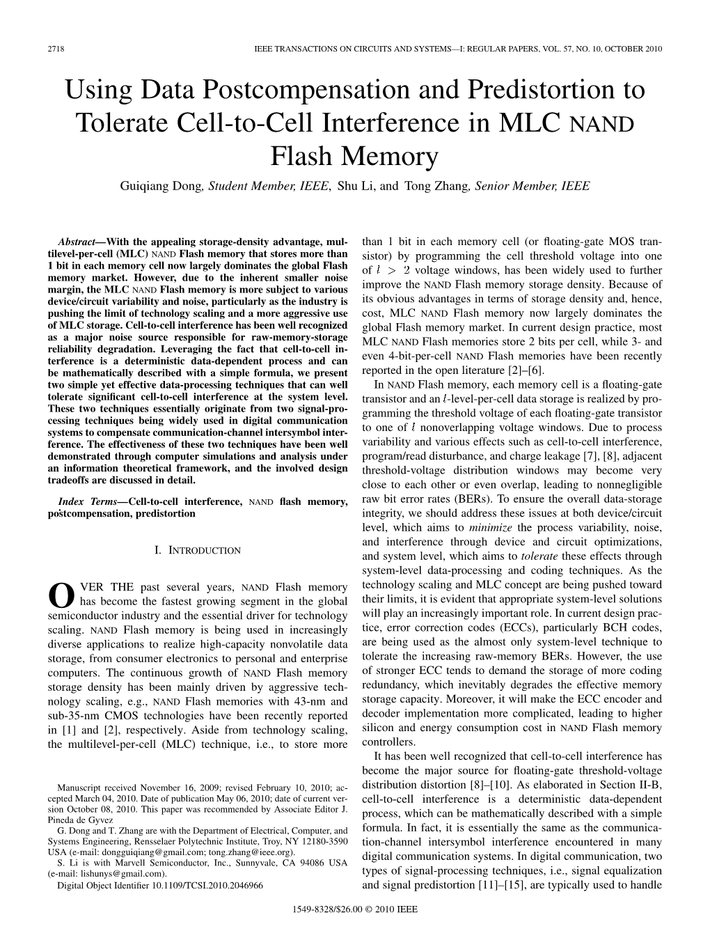 Using Data Postcompensation and Predistortion to Tolerate Cell-To-Cell