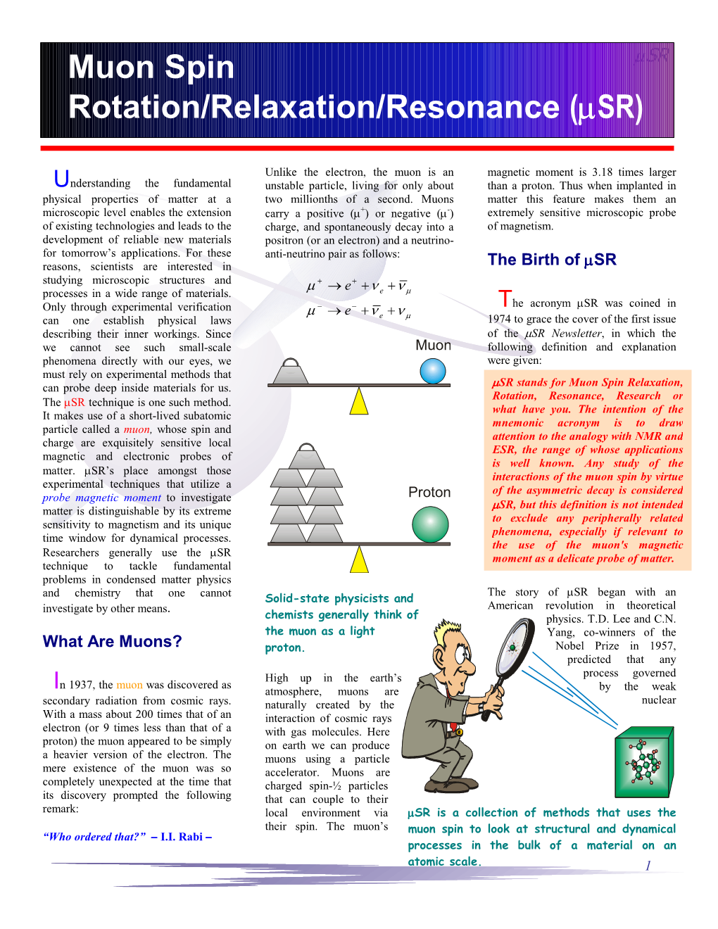 Muon Spin Rotation/Relaxation/Resonance