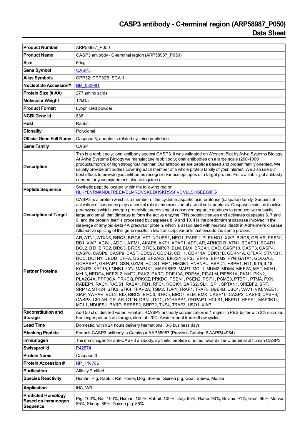 C-Terminal Region (ARP58987 P050) Data Sheet