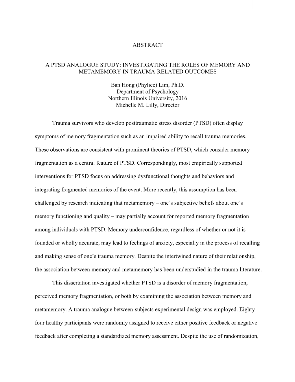 Investigating the Roles of Memory and Metamemory in Trauma-Related Outcomes