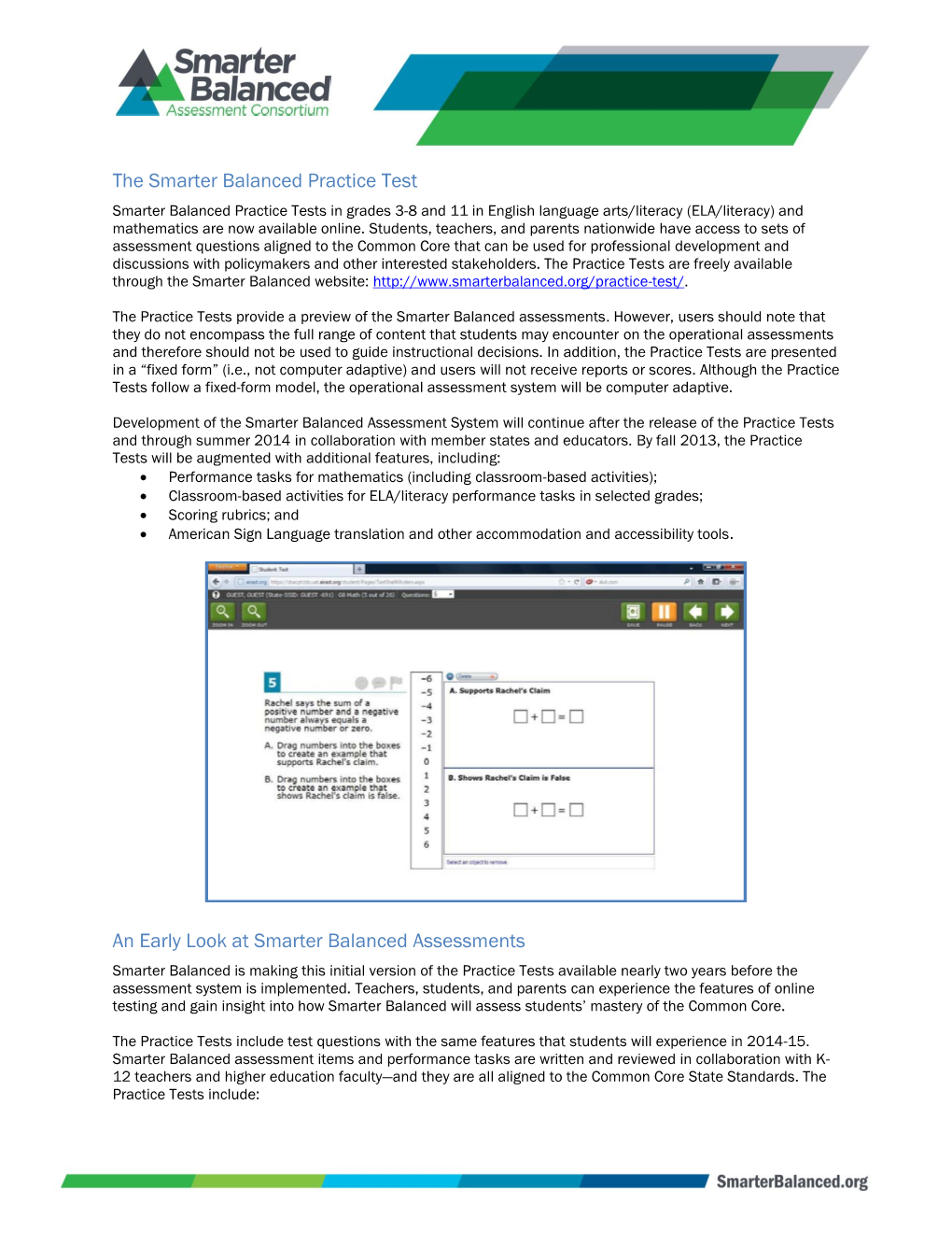 SBAC Practice Test Fact Sheet