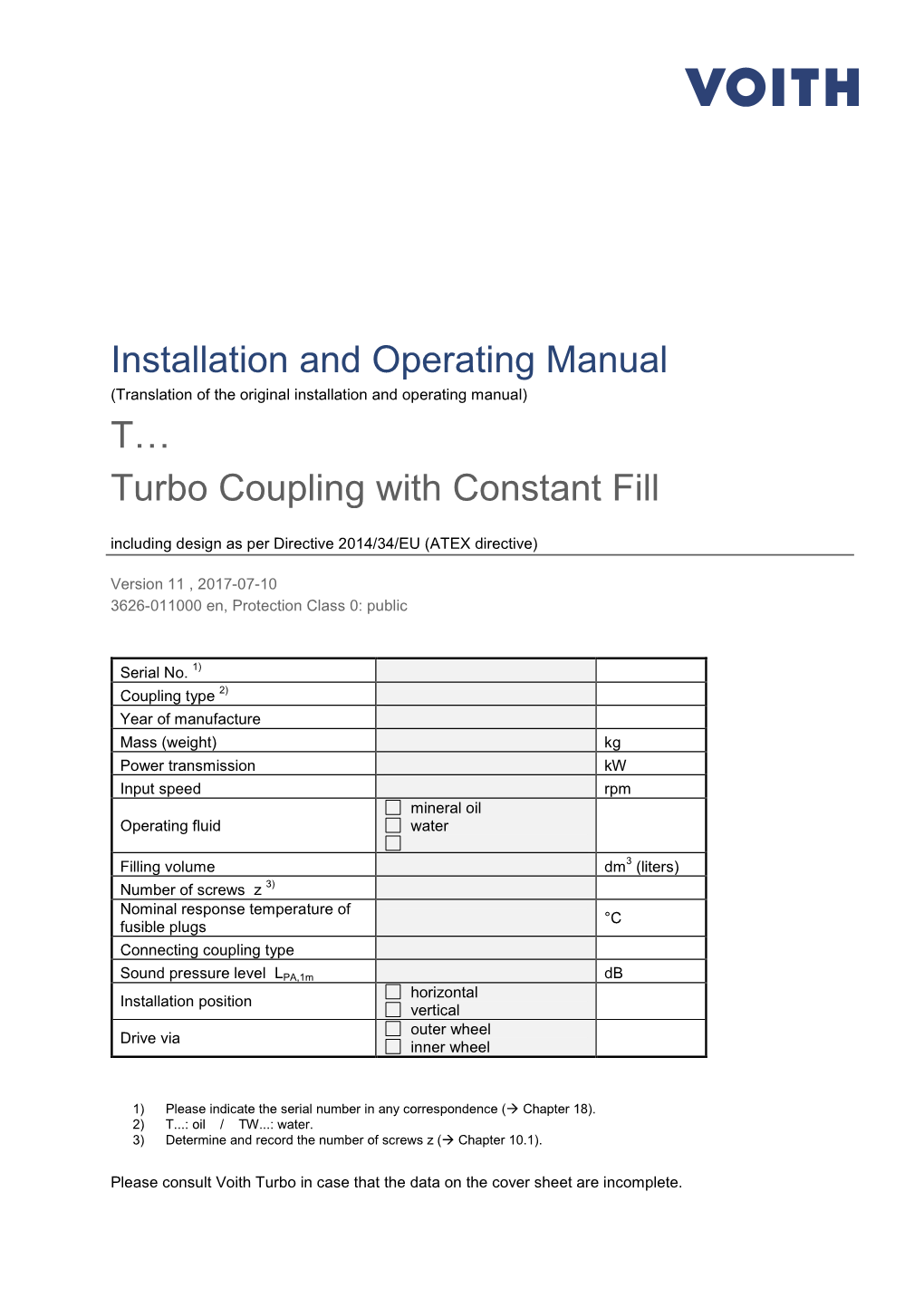 Installation and Operating Manual