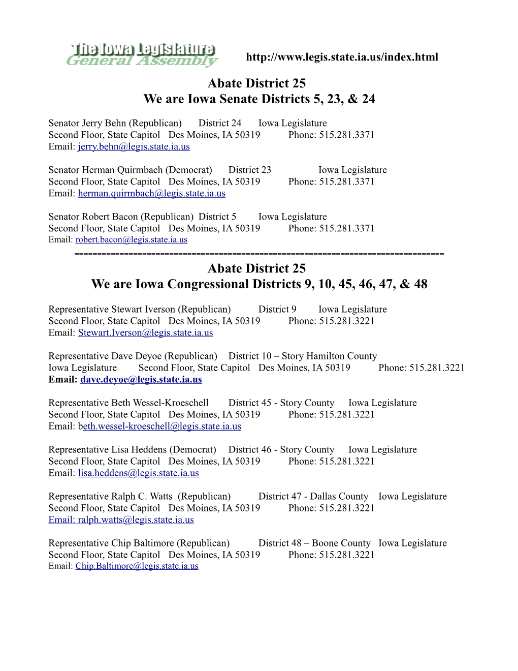 Abate District 25 We Are Iowa Senate Districts 5, 23, & 24