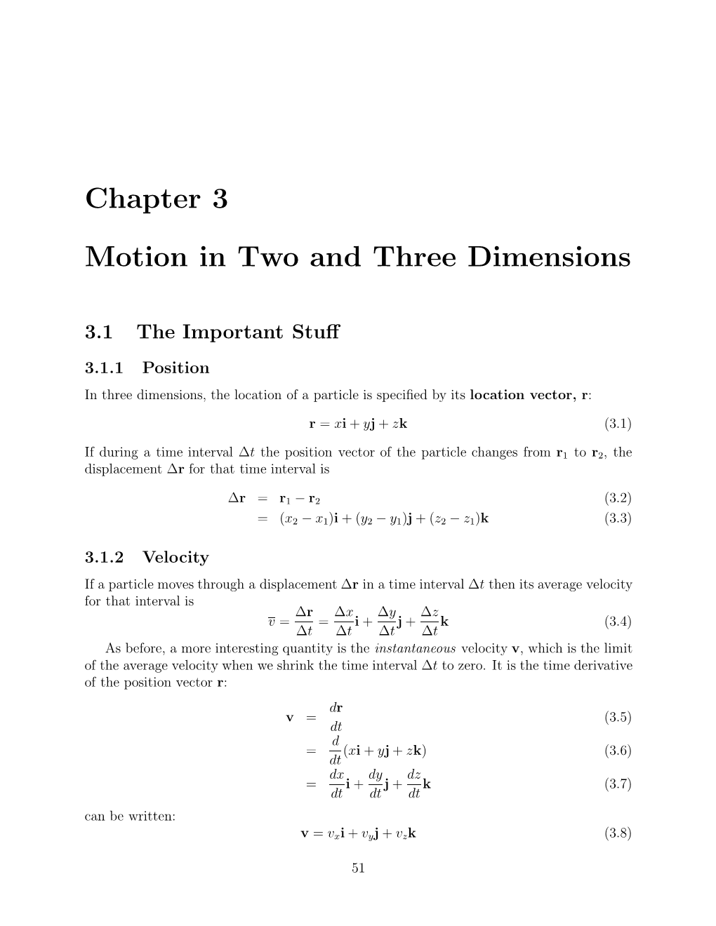 Chapter 3 Motion in Two and Three Dimensions