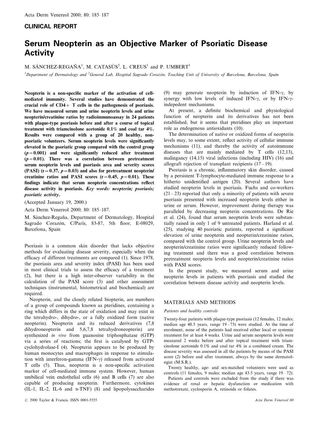 Serum Neopterin As an Objective Marker of Psoriatic Disease Activity