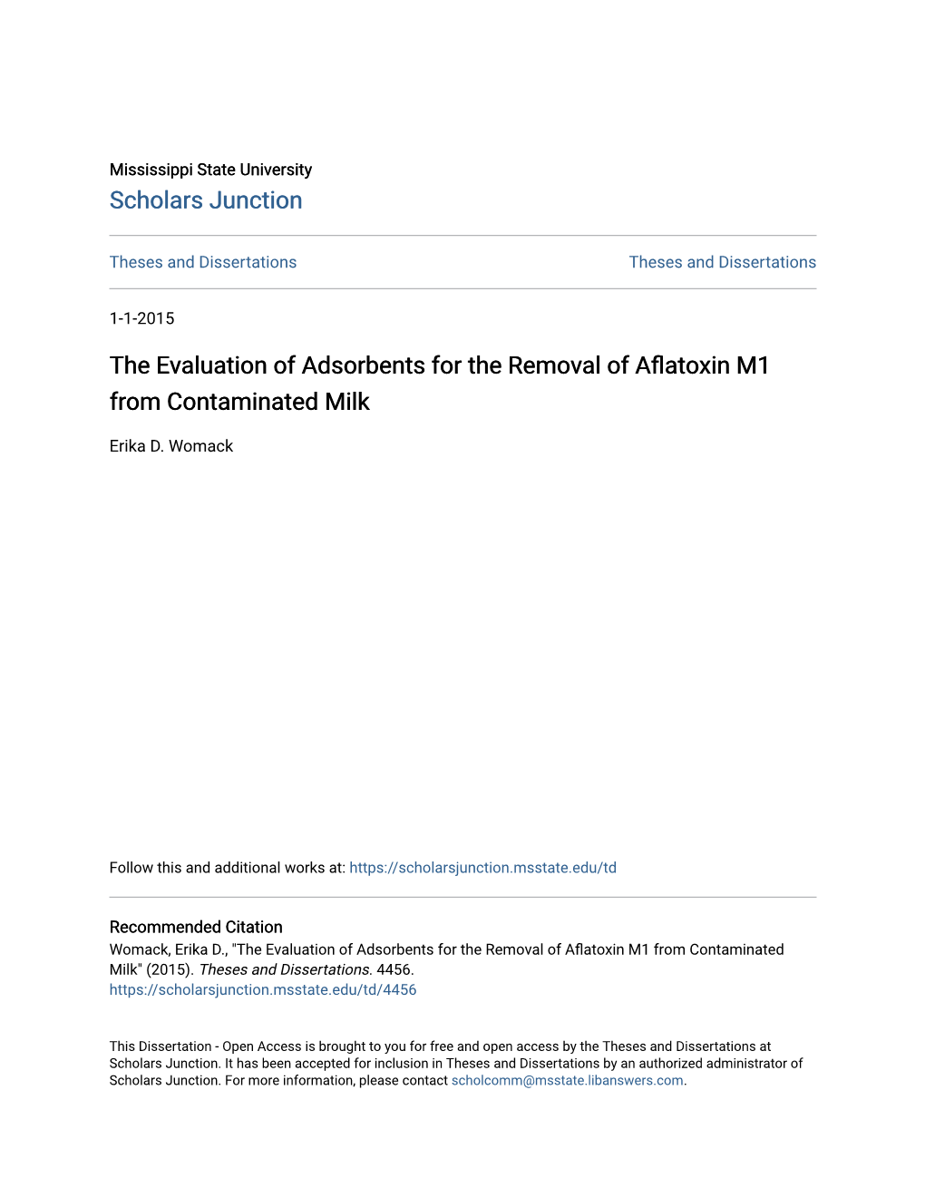 The Evaluation of Adsorbents for the Removal of Aflatoxin M1 from Contaminated Milk