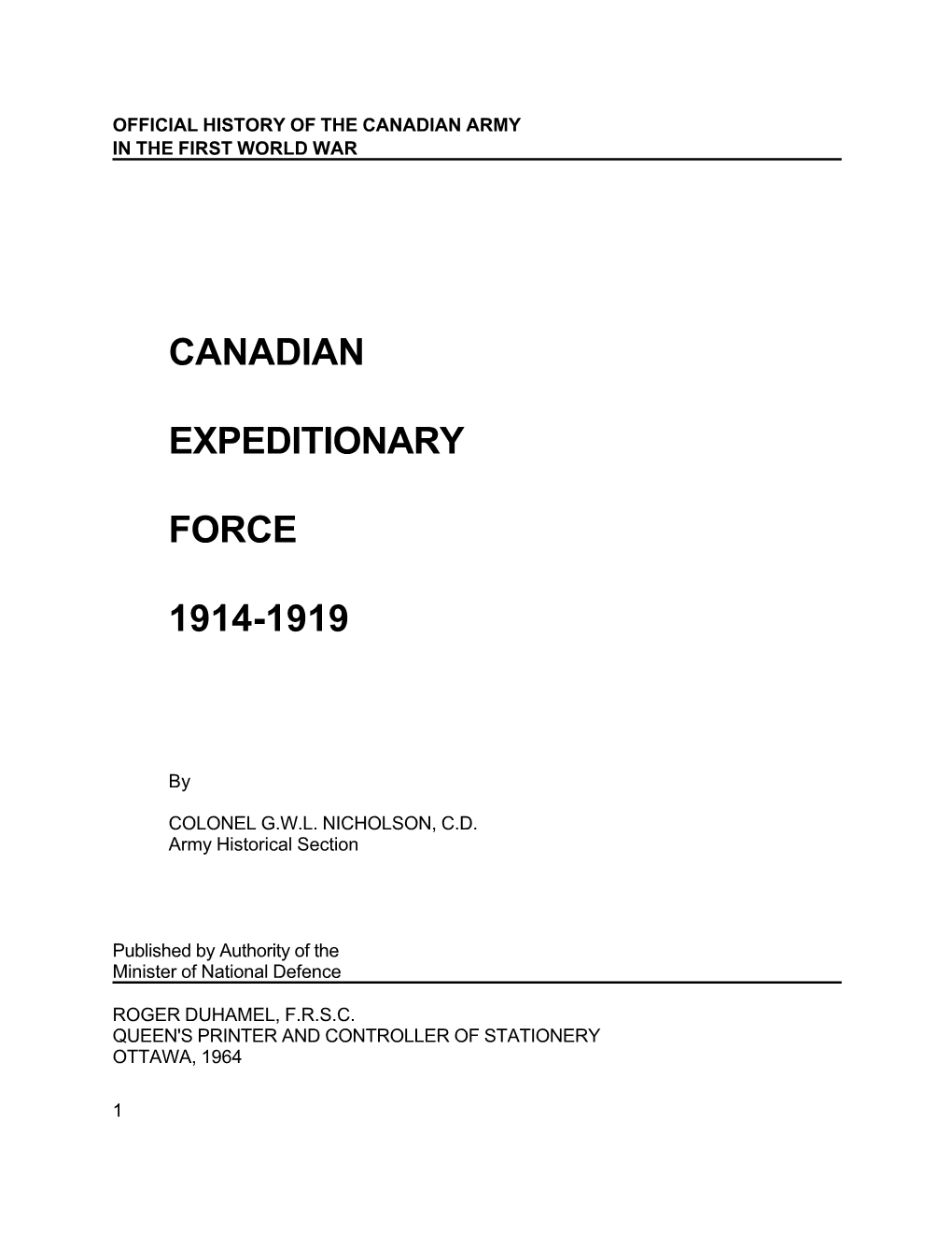 Canadian Expeditionary Force 1914-1919