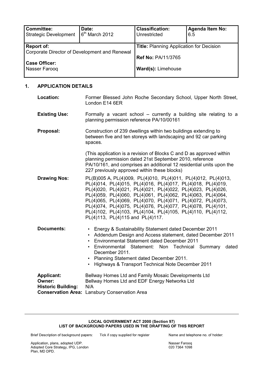 Strategic Development Date: 6Th March 2012 Classification