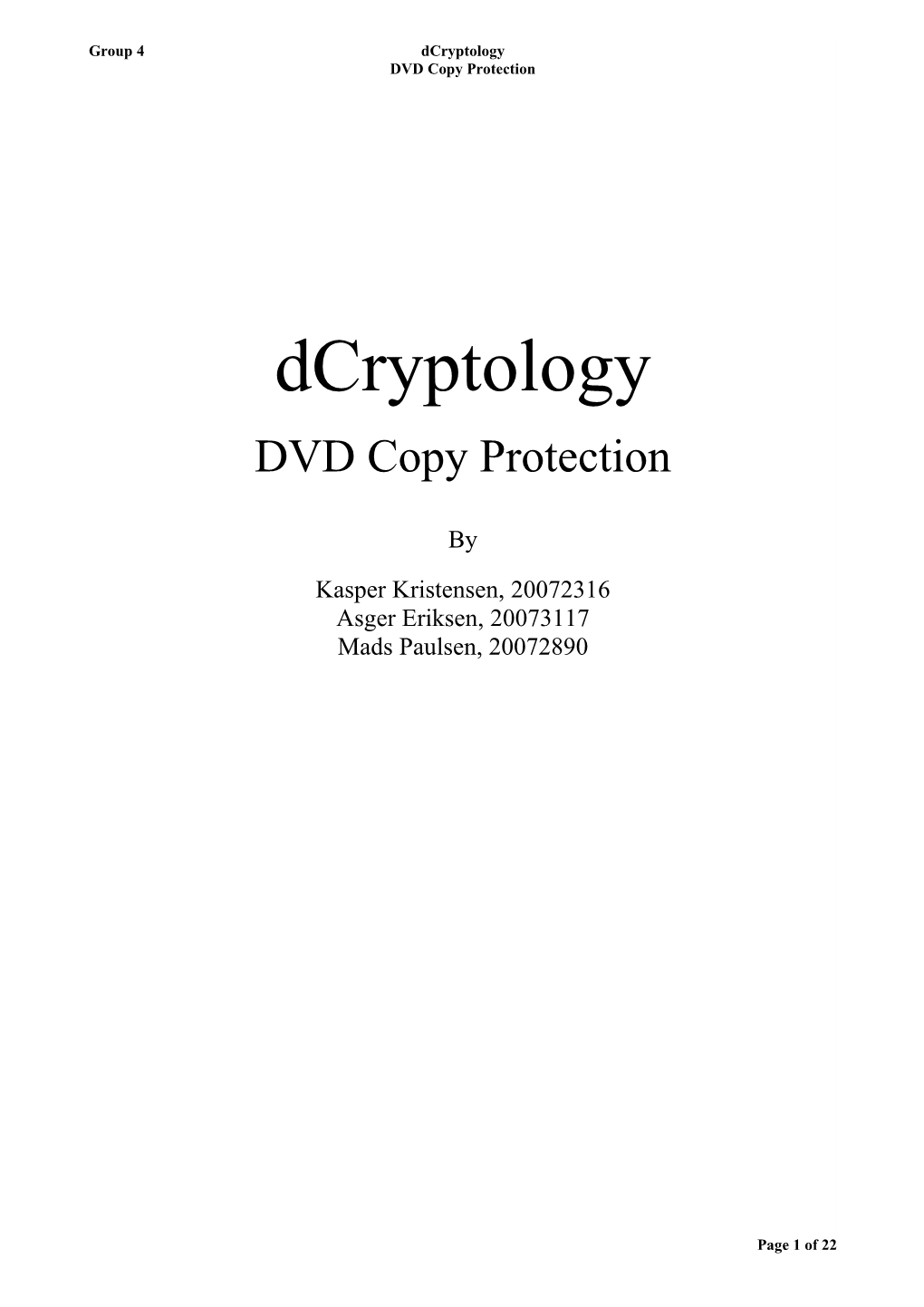 Dcryptology DVD Copy Protection