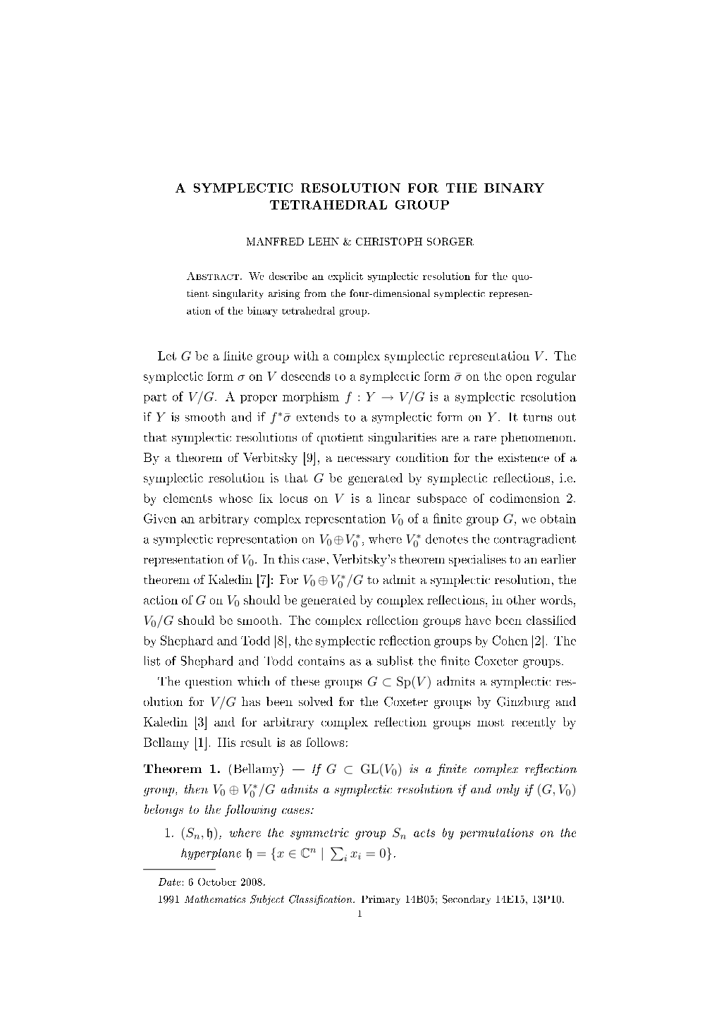 A Symplectic Resolution for the Binary Tetrahedral Group