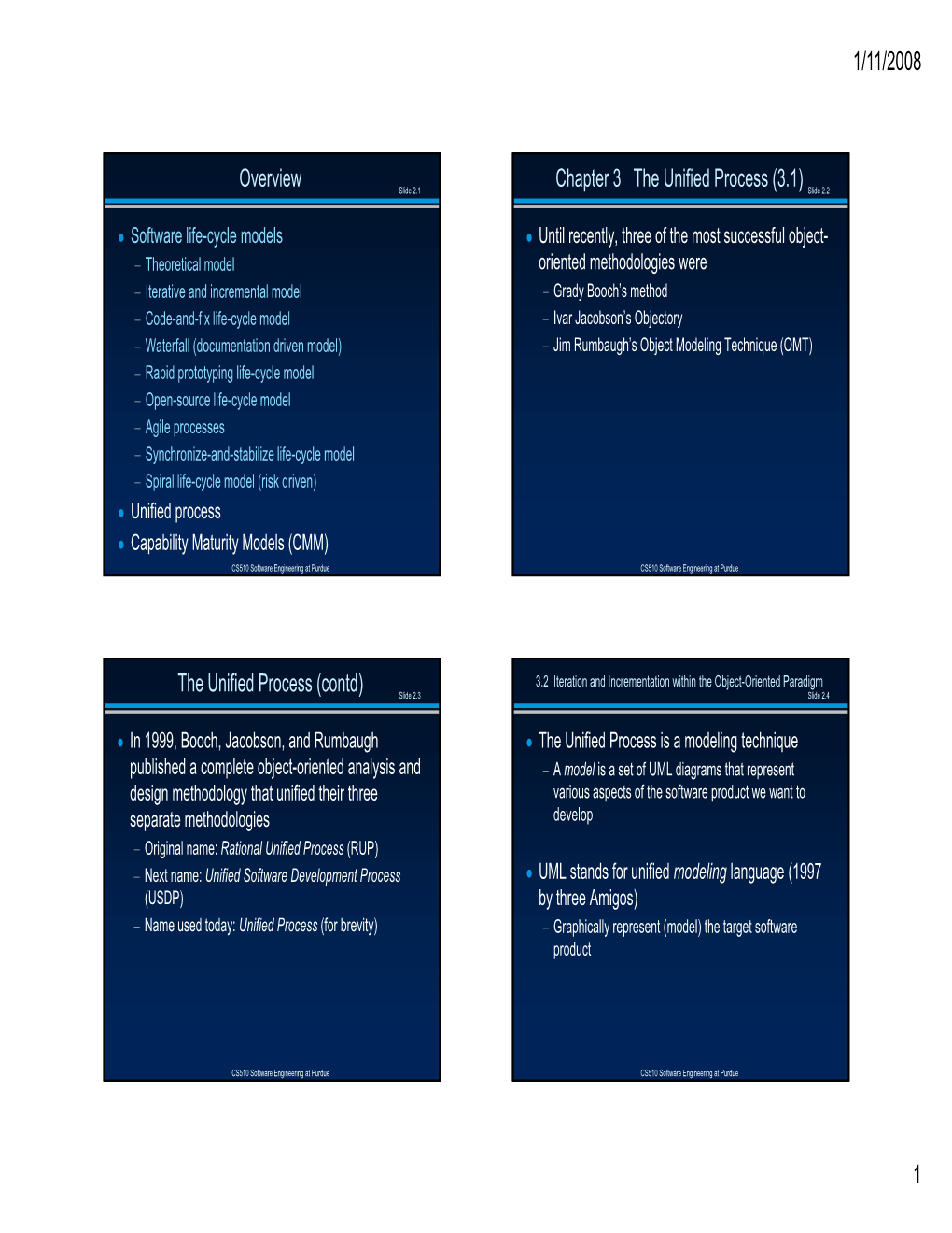 Overview Chapter 3 the Unified Process (3.1) the Unified Process