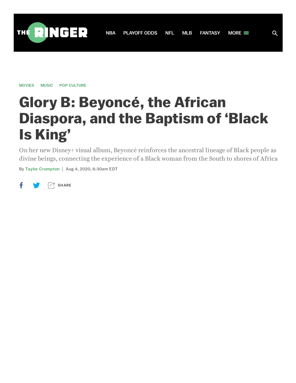 Beyoncé, the African Diaspora, and the Baptism of 'Black Is King'