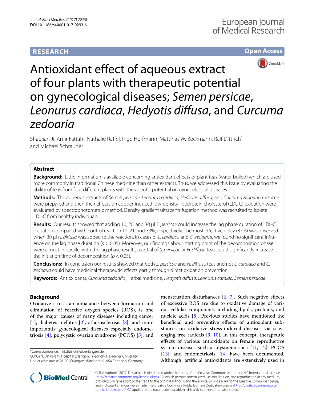 Antioxidant Effect of Aqueous Extract of Four Plants with Therapeutic