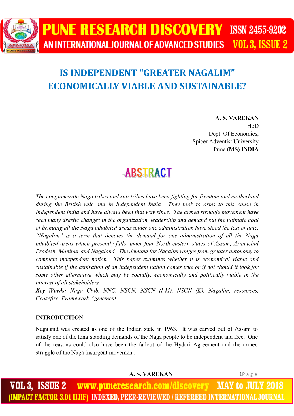 Greater Nagalim” Economically Viable and Sustainable?