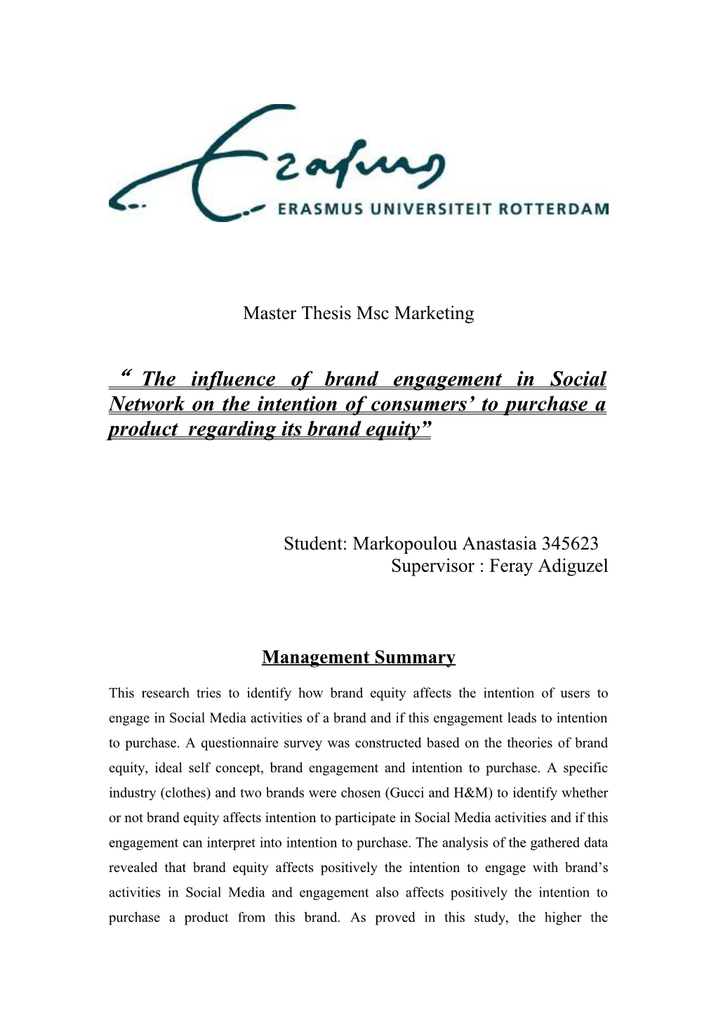 Master Thesis Msc Marketing