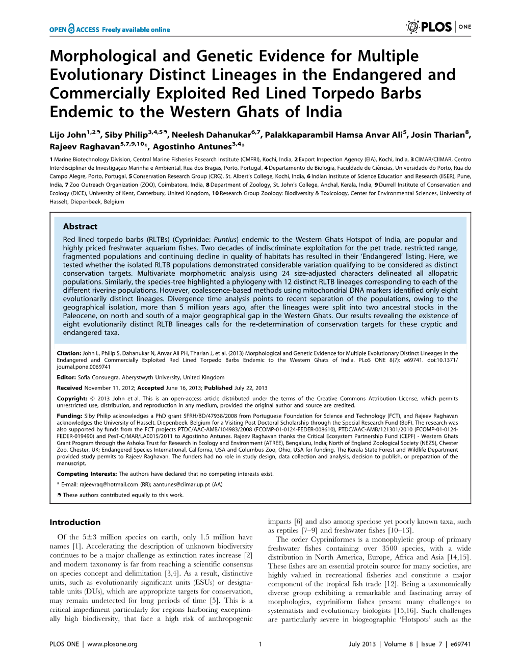 Morphological and Genetic Evidence for Multiple Evolutionary Distinct