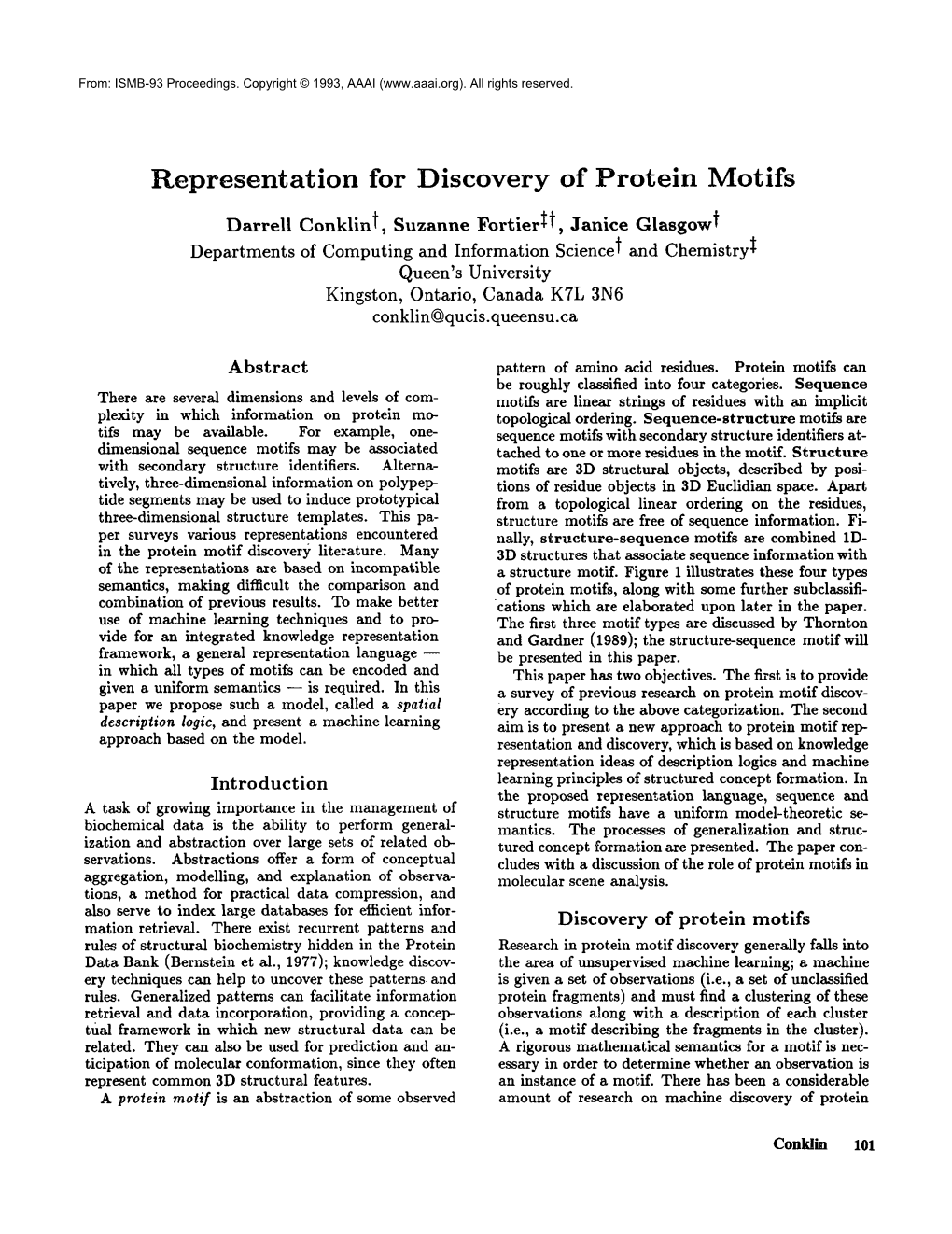 Representation for Discovery of Protein Motifs