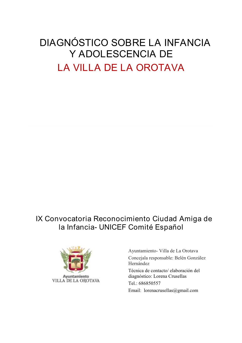 Diagnóstico Sobre La Infancia Y Adolescencia De La Villa De La Orotava