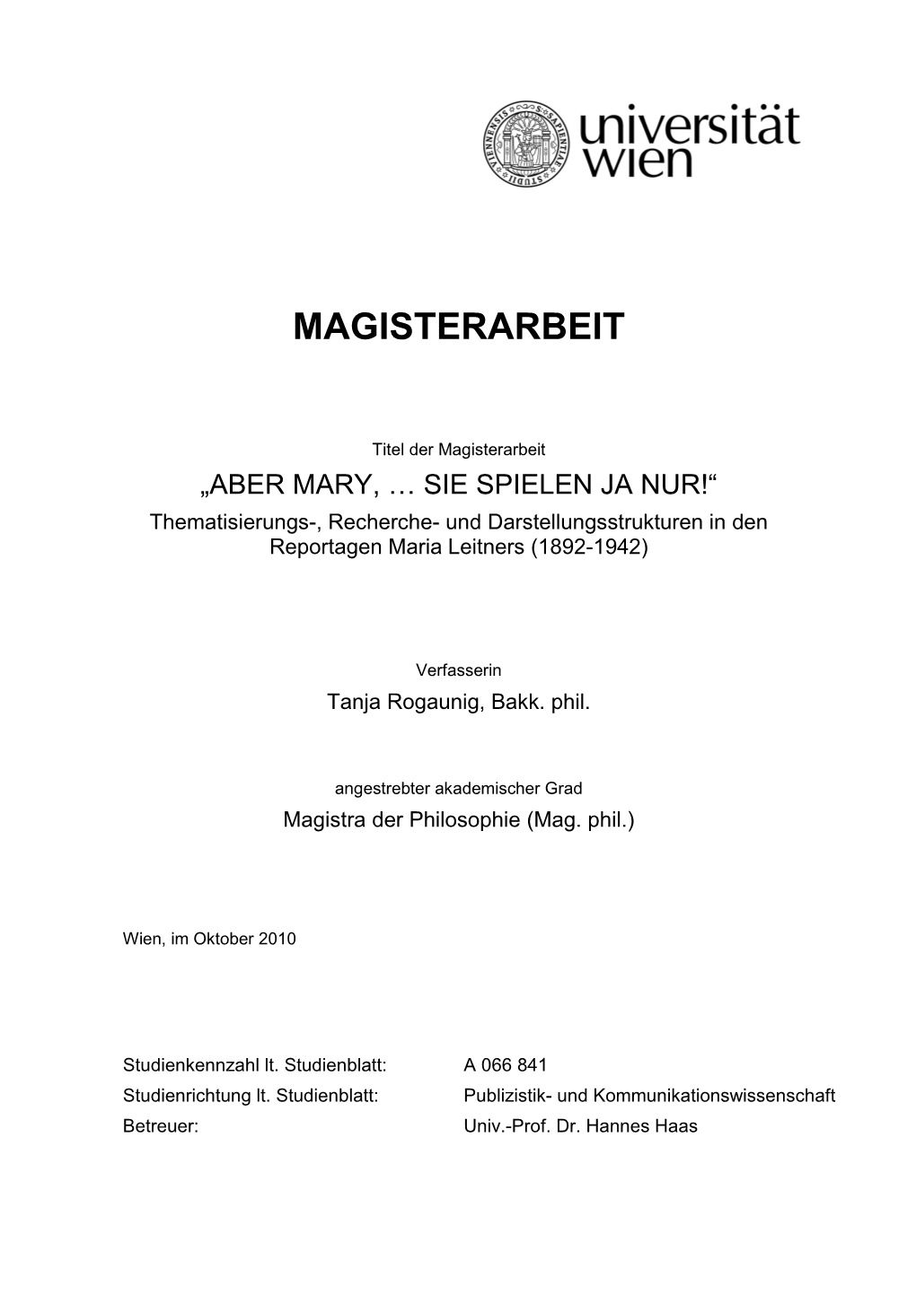 Magisterarbeit