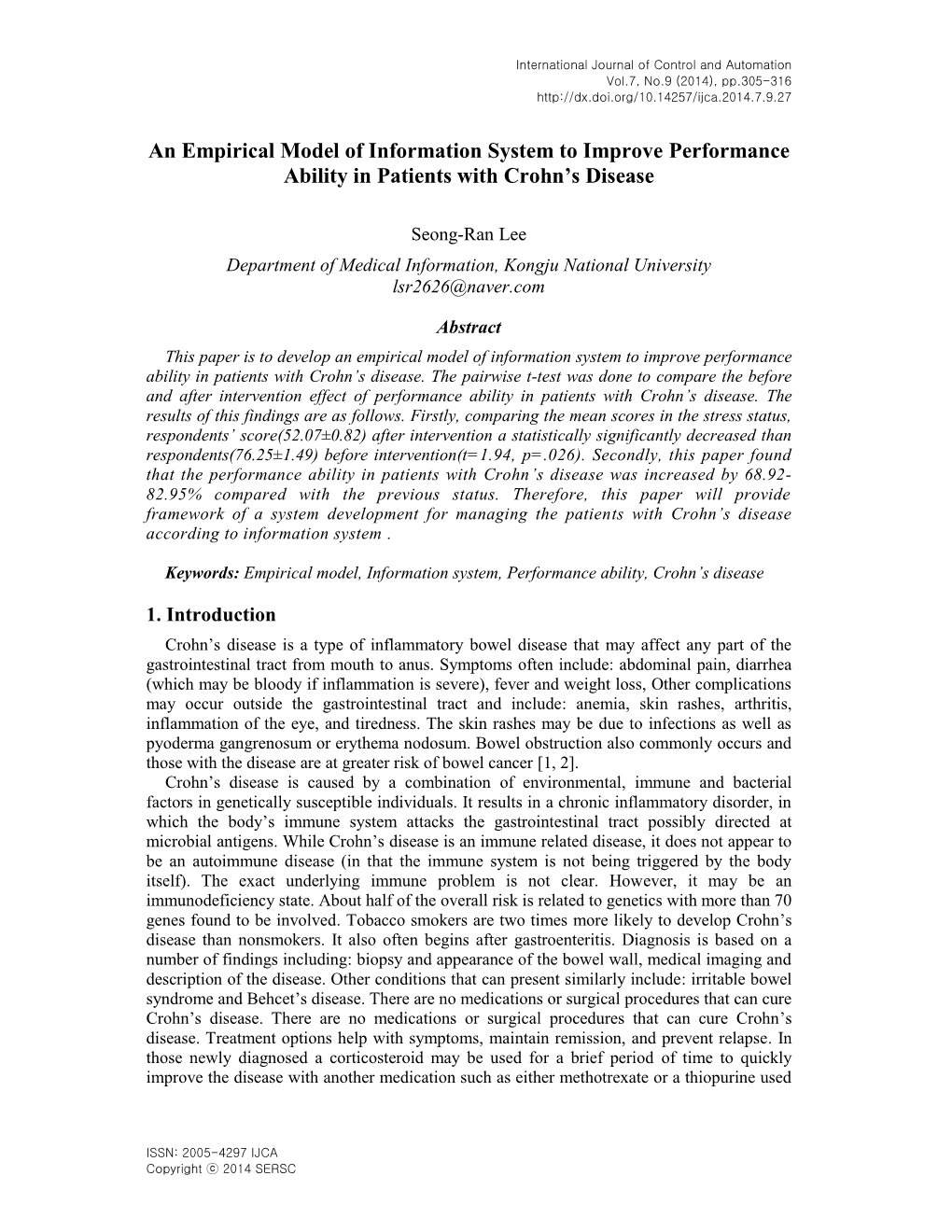 An Empirical Model of Information System to Improve Performance Ability in Patients with Crohn’S Disease