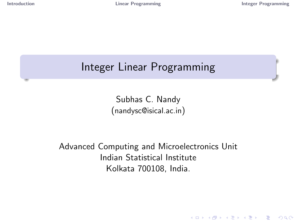 Integer Linear Programming