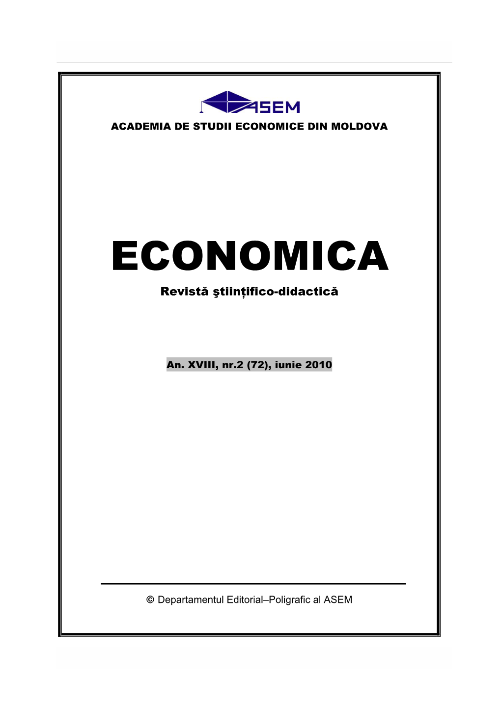 ECONOMICA Revistă Ştiinţifico-Didactică