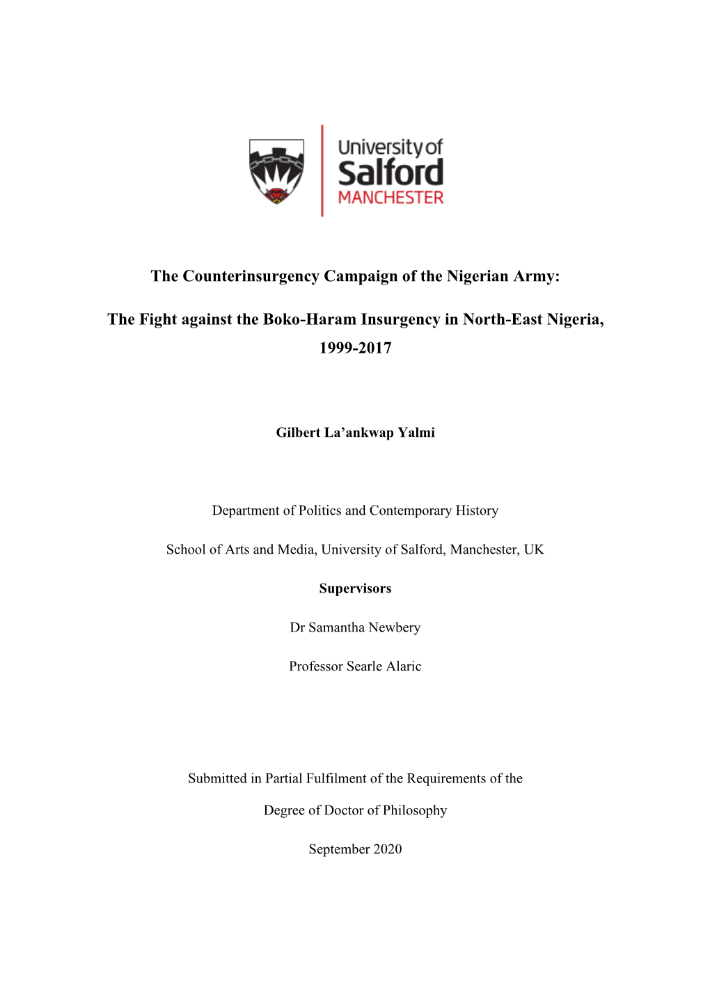 The Counterinsurgency Campaign of the Nigerian Army: the Fight
