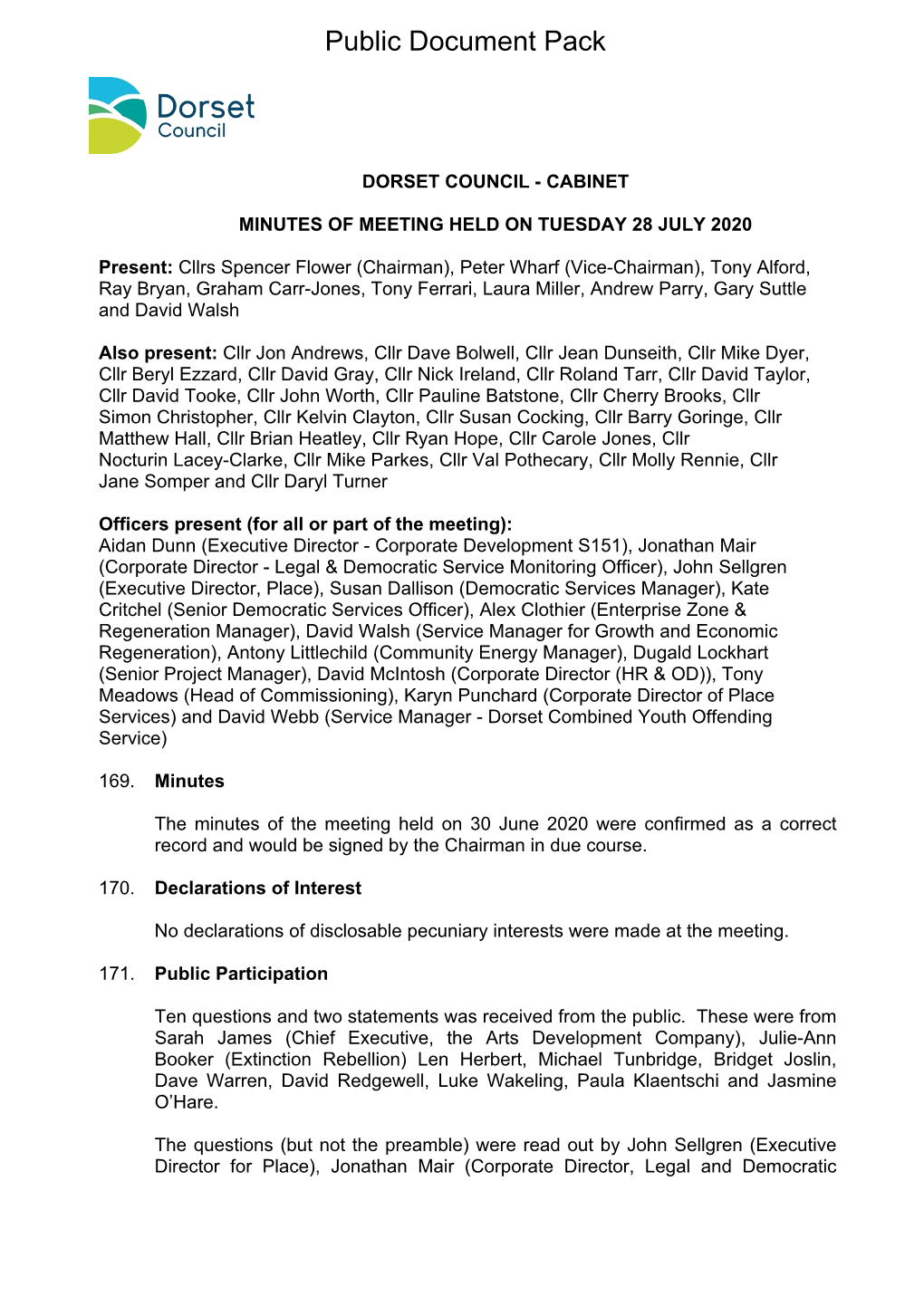 Minutes Document for Dorset Council