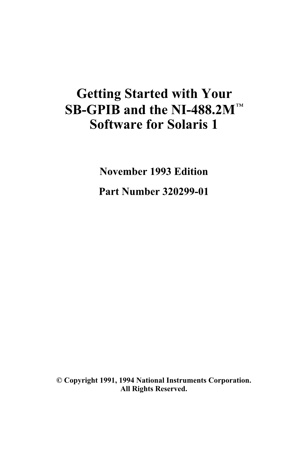 Archived: Getting Started with Your SB-GPIB and NI-488.2M for Solaris 1
