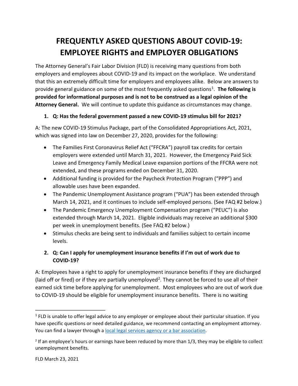 EMPLOYEE RIGHTS and EMPLOYER OBLIGATIONS