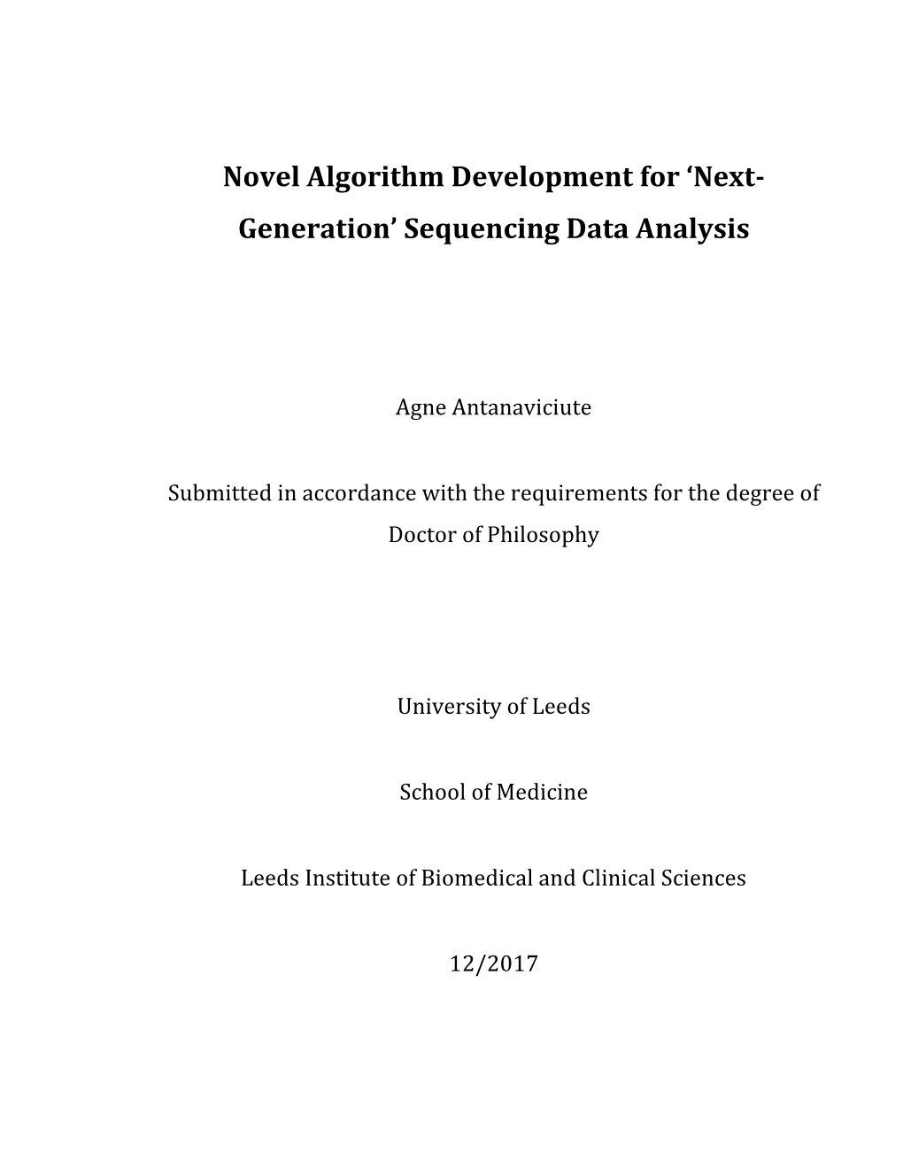 'Next- Generation' Sequencing Data Analysis