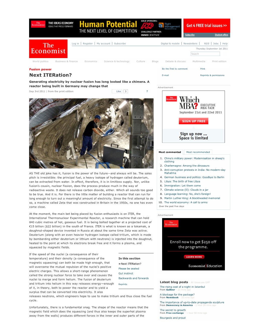 The Economist's Free E-Mail Newsletters Twist and Shout and Alerts