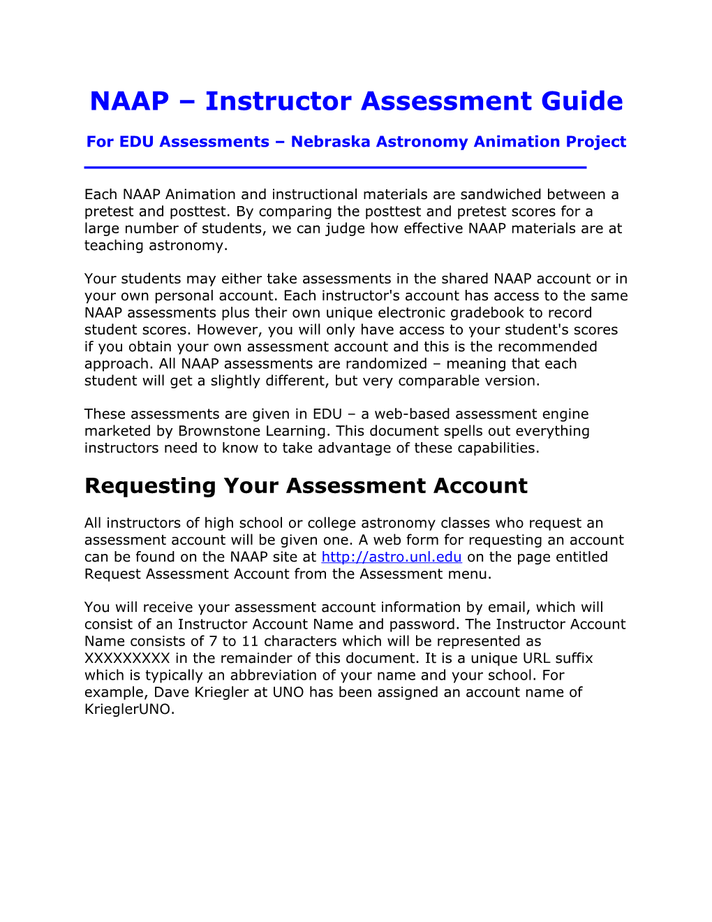 NAAP Instructor Assessment Guide