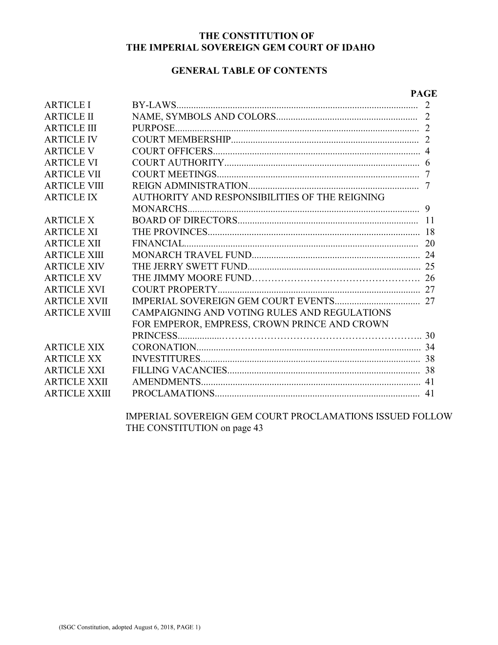 The Constitution of the Imperial Sovereign Gem Court of Idaho