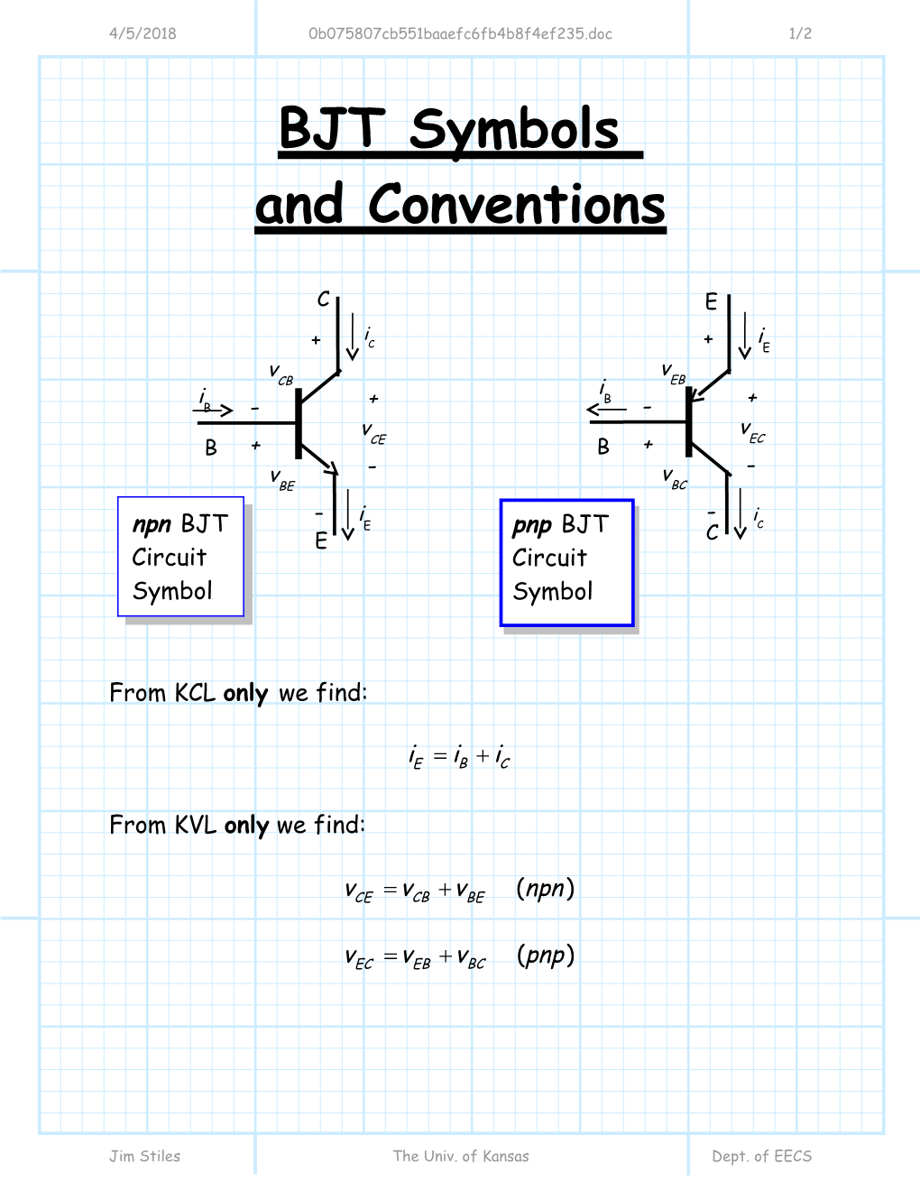 11/30/2004 BJT Symbols and Conventions 1/2