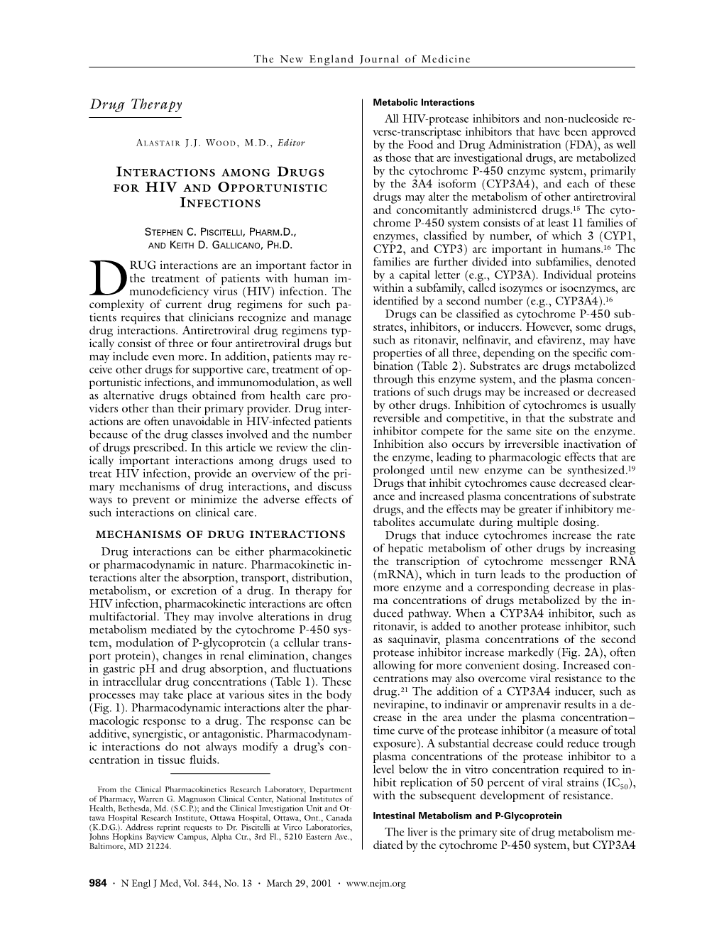 Interactions Among Drugs for HIV & Opportunistic Infections