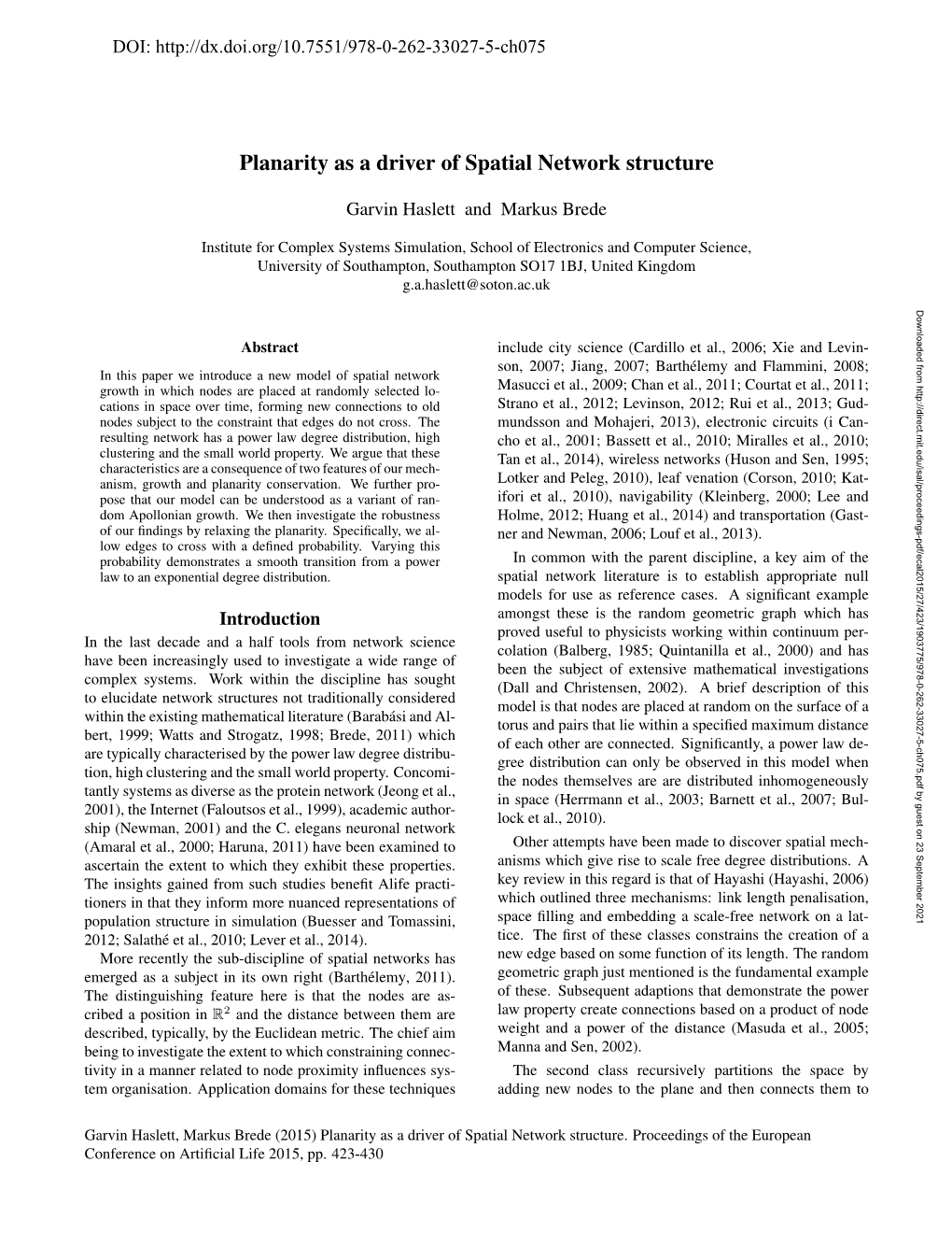 Planarity As a Driver of Spatial Network Structure