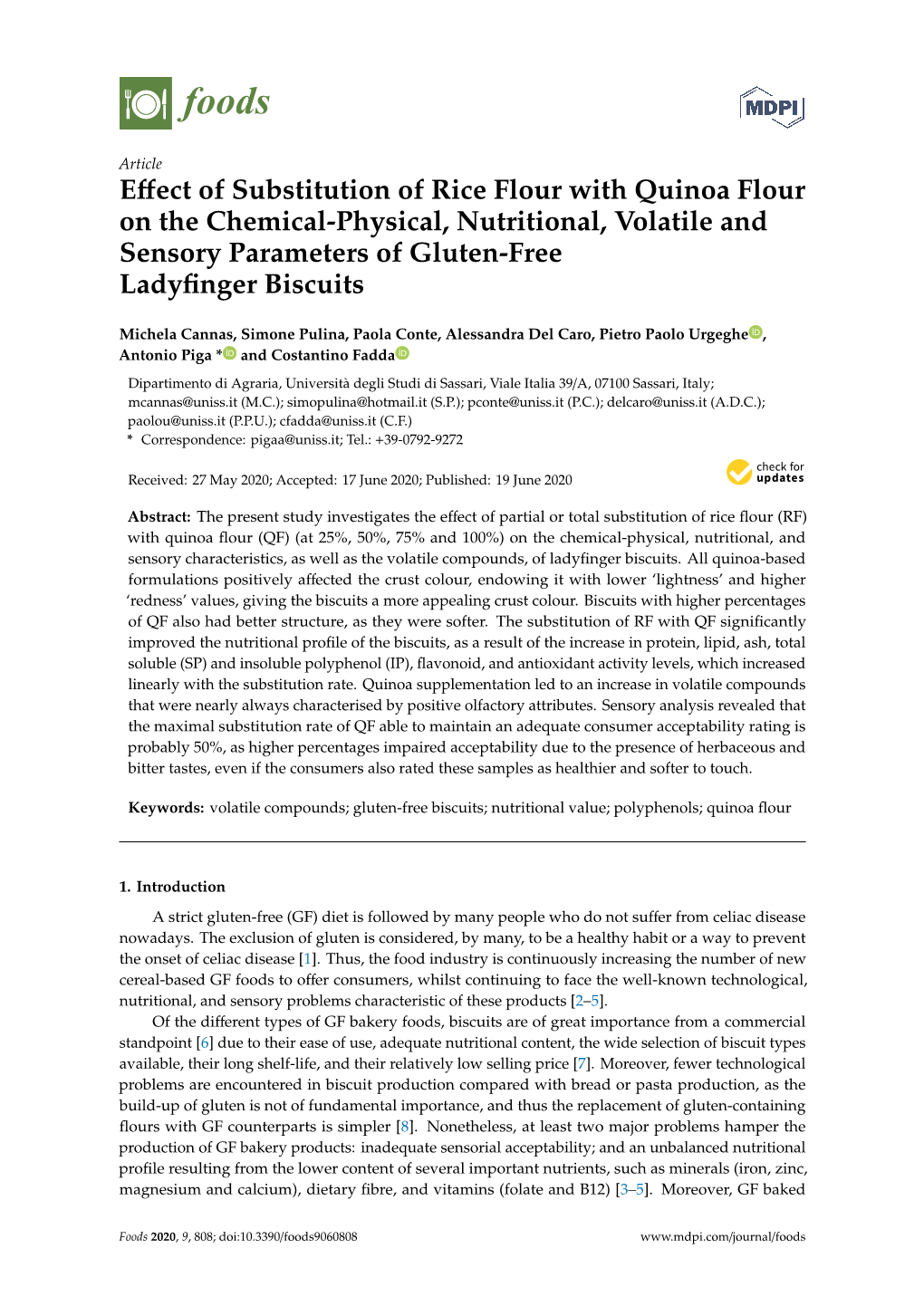 Effect of Substitution of Rice Flour with Quinoa Flour on the Chemical